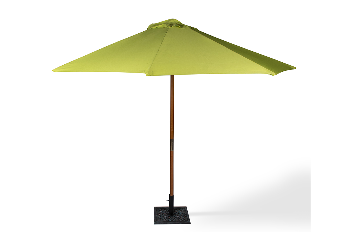 "large lime green outdoor umbrella on stand- by Caesar Event Rentals Las Vegas"