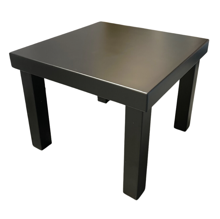 "low black wood square coffee table -by Caesar Event Rentals Las Vegas"